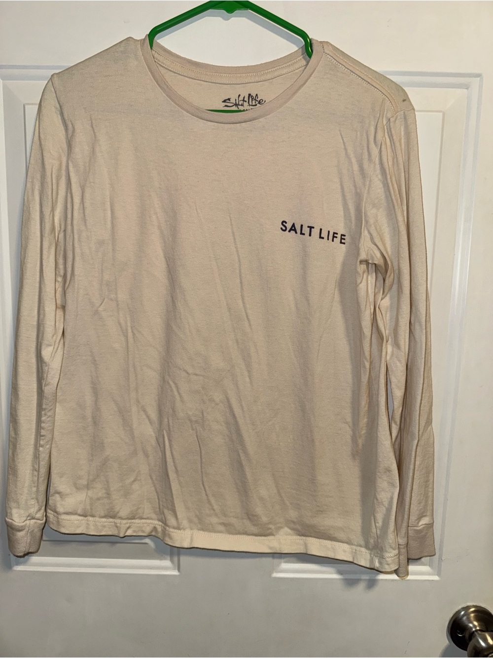 Salt Life Long-Sleeve Tee in Cream with Navy Logo